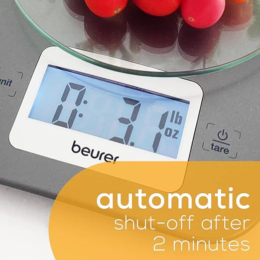 Beurer KS26 Kitchen Scale High Accuracy Digital Food Scales Weight Grams and Oz, 11 lbs Capacity, LCD Display, for Baking, Cooking, Meal Prep, Keto, Coffee Beans and More