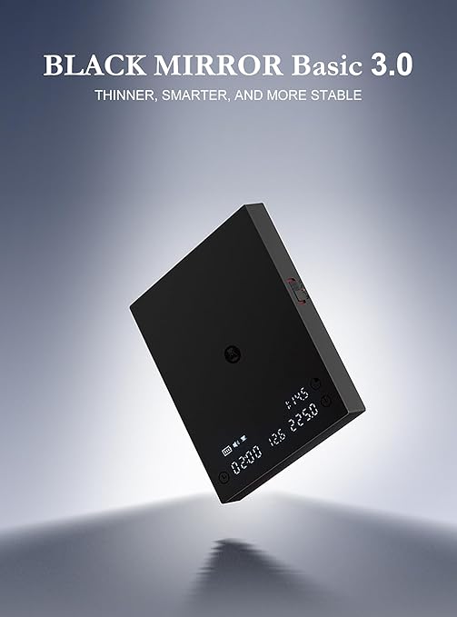 TIMEMORE Black Mirror Basic 3 Coffee Scale with Timer - Ultra Thin Digital Kitchen Scale, 0.1g Precision for Espresso, Pour Over, Baking & Cooking (Basic 3)
