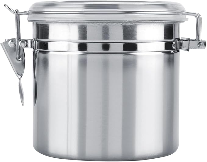 Stainless Steel Coffee Canister, Container Vacuum Sealed Storage Jar with Airtight Clamp Lid for Sugar Tea Bean (Medium 4.75L)