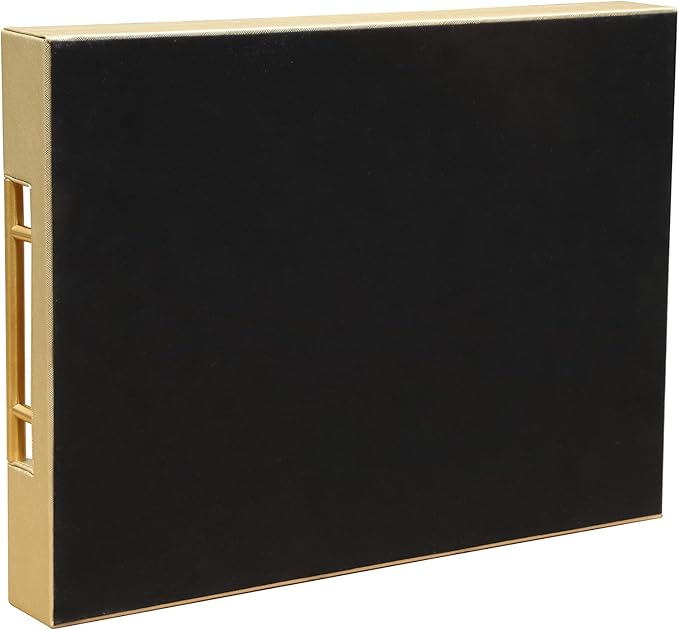 HofferRuffer Faux Leather Serving Tray with Gold Metal Handles, Stylish Decorative Tray Organizer for Coffee Table, Ottoman, Home Decor and Serving (Gold, 16.2" x 12.2" x 2")