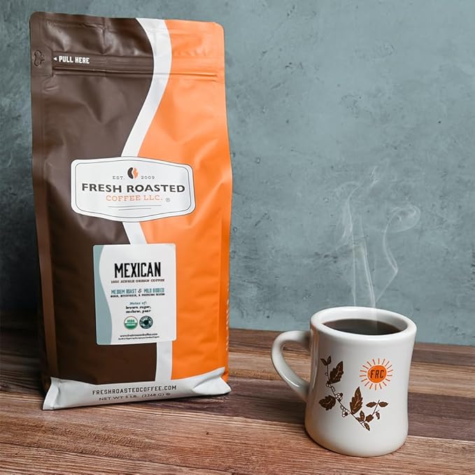 Fresh Roasted Coffee, Organic Mexican | Mold & Myco 3rd Party Tested, USDA Organic, Kosher | Medium Roast 5 lb (80 oz) Whole Bean
