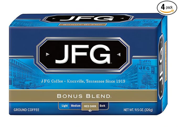 JFG Bonus Blend Medium-Dark Roast Ground Coffee, 11.5oz Bag (Pack of 4)