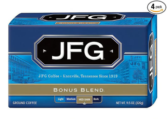 JFG Bonus Blend Medium-Dark Roast Ground Coffee, 11.5oz Bag (Pack of 4)