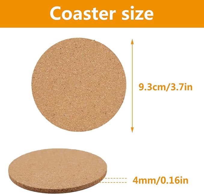 24 Pcs Cork Coasters for Drinks, Bulk Blank Coasters DIY Crafts, Non-Slip, Heat-Resistant, Absorbent and Reusable Coffee Coaster for Home Tabletop Decoration (24 Pcs)