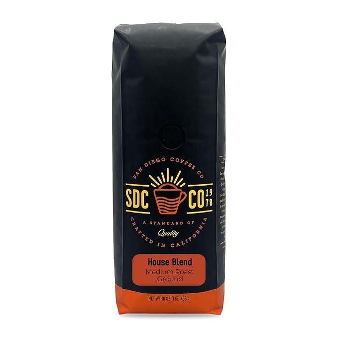 San Diego Coffee House Blend, Medium Roast, Ground Coffee, 16-Ounce Bag Café molido tostado