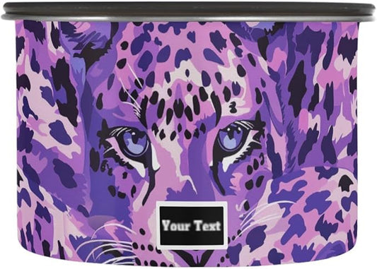 ALAZA Purple Leopard Print Kitten Cats Airtight Coffee Bean Canister Customed 900ml Food Storage Containers with Lids For Gournd, Tea, Sugar, Flour, Rice, Cereal, Candy Cookie Jar