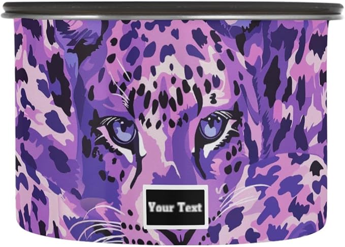 ALAZA Purple Leopard Print Airtight Coffee Bean Canister Customed 500ml Food Storage Containers with Lids For Gournd, Tea, Sugar, Flour, Rice, Cereal, Candy Cookie Jar