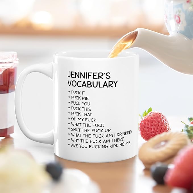 Joymade Personalized Ceramic Coffee Mug, Funny Custom Mug for Bestie, Friends, Couple, Coworker, Snowman Lovers (My F Vocabulary)