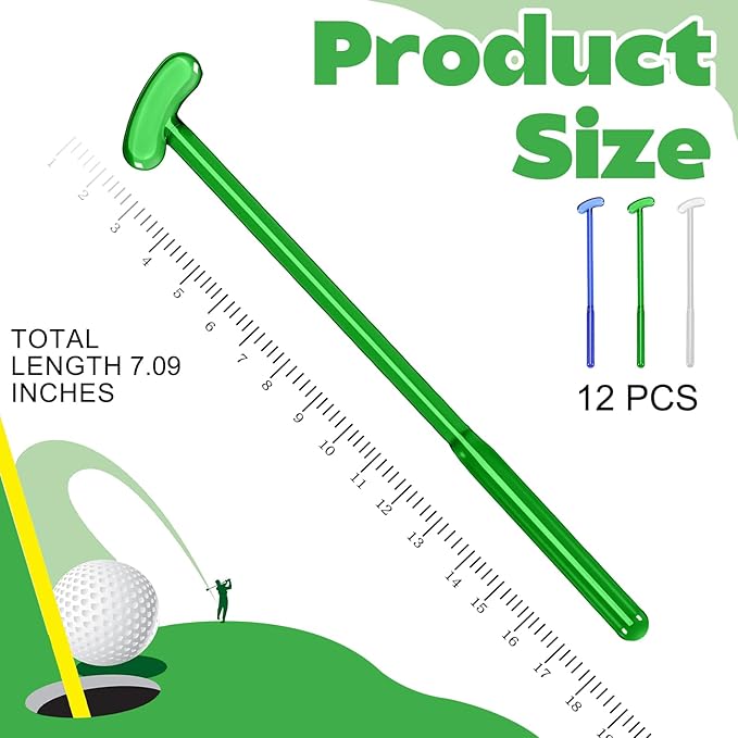 12 Pcs Golf Putter Glass Drink Stirrers 7 Inch Swizzle Sticks for Cocktails Coffee Reusable Beverage Stir Sticks for Coffee Bar Home Kitchen Party Bar Weddings Golf Events Decorations