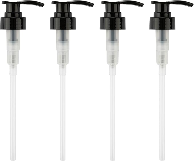 Pack of 4 Black 33mm (33/400) Hand Pump - Custom Pump Tube Dip Stick Cut to Size (7.74” Length) to fit kitchentoolz 32oz Boston Round Glass Growler Bottles - 33-400 Neck Size (Bottles not Included)