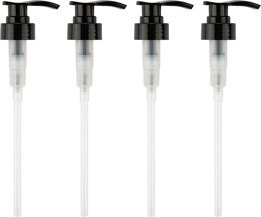 Pack of 4 Black 33mm (33/400) Hand Pump - Custom Pump Tube Dip Stick Cut to Size (7.74” Length) to fit kitchentoolz 32oz Boston Round Glass Growler Bottles - 33-400 Neck Size (Bottles not Included)