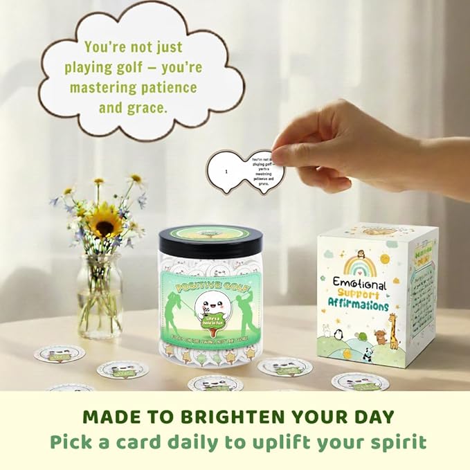 Positive Golf Jar with 60 Affirmation Cards, Emotional Support Golf Decor, Cool Present for Golf Lovers and Dad, Motivation Jar for Golfers, Birthday Gift Idea for Men or Women