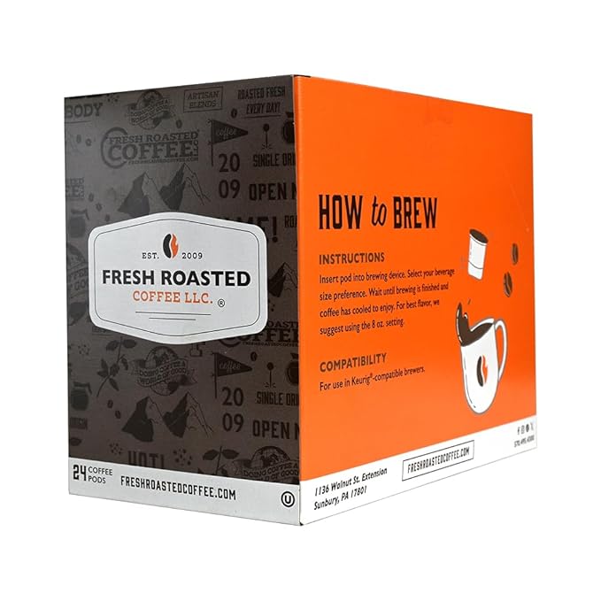 Fresh Roasted Coffee, Tanzanian Peaberry, Light Roast, 24 Pods for K Cup Brewers