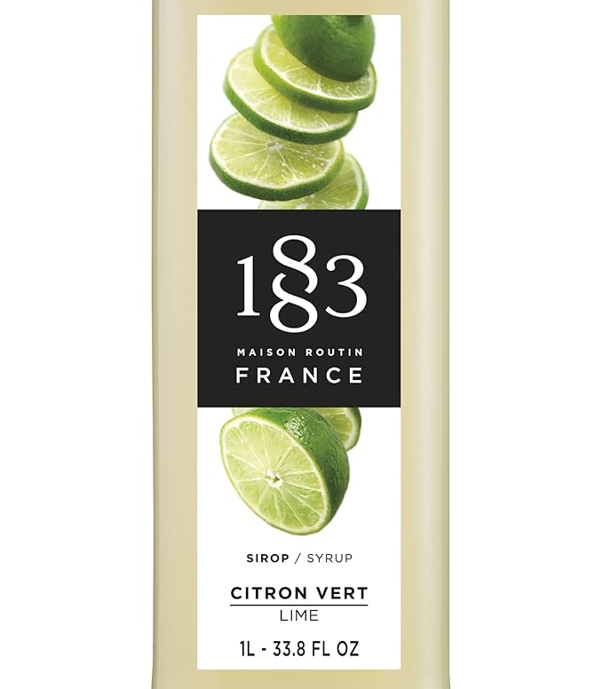 1883 Lime Syrup for Drinks, Made in France, 1 Liter Glass Bottle
