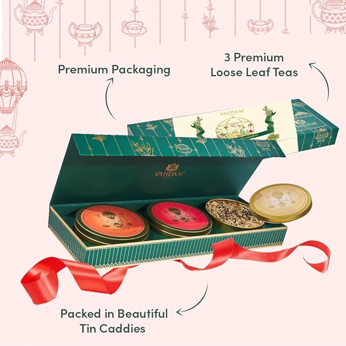 VAHDAM, Chai Tea Gift Set - Oprah's Favorite Chai Loose Leaf Tea in Tin Caddy Gift Box | Exotic Chai Tea Blends | Gluten Free, Non GMO | Valentines Day Gifts for Him & Her