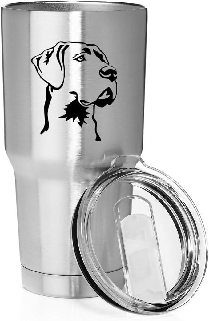 Smooth Body Tumbler Stainless Steel Vacuum Insulated Travel Mug Cup Gift Great Dane Face (Stainless Steel, 30 oz)