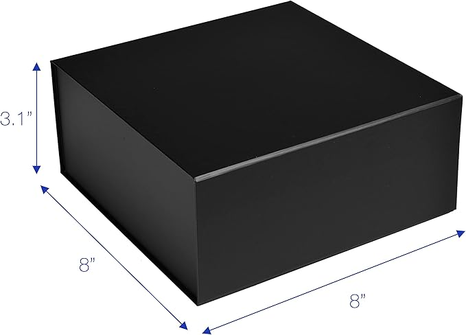 CECOBOX - Gift Boxes with Lids for Presents 8"x8"x3.1" - Matte, Collapsible Magnetic Closure Gift Box - Groomsmen & Bridesmaid Proposal Boxes, Wedding, PR, Birthdays, Holidays (Black)