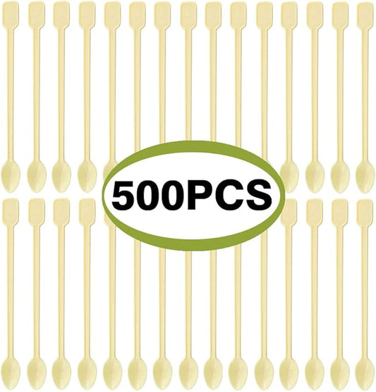 Coffee Spoon 500 PCS Disposable Tiny Coffee Tea Spoon Beige Plastic Stir Cocktail Sticks Mini Tea Stirrer