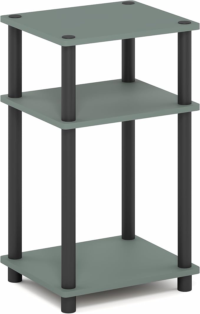 Furinno JUST Side Table, 3-Tier End Table, Open Shelves Night Stand, Bedside Table, Toolless Assembly, for Living Room, Bedroom, Bathroom, Sage Green