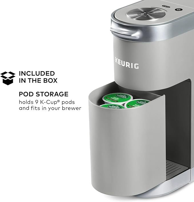 Keurig K-Mini Plus Single Serve Coffee Maker – Slim 5-Inch Design, 6–12oz Brew Size, Pod Storage & Cord Wrap – Gray (Renewed)