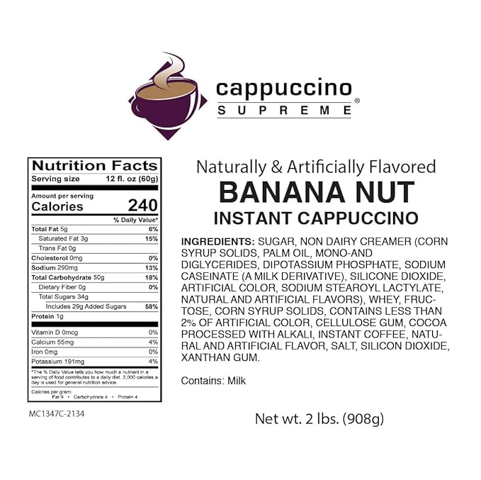 Cappuccino Supreme 2 lb bag Banana Nut Cappuccino Mix