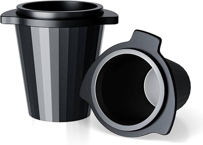 54mm Portafilter Dosing Cup, Aluminum Alloy with Grinder-Activating Ring & Anti-Static Coating Fits Breville 54mm Machines, Espresso Barista Accessories (53.3mm, Black)
