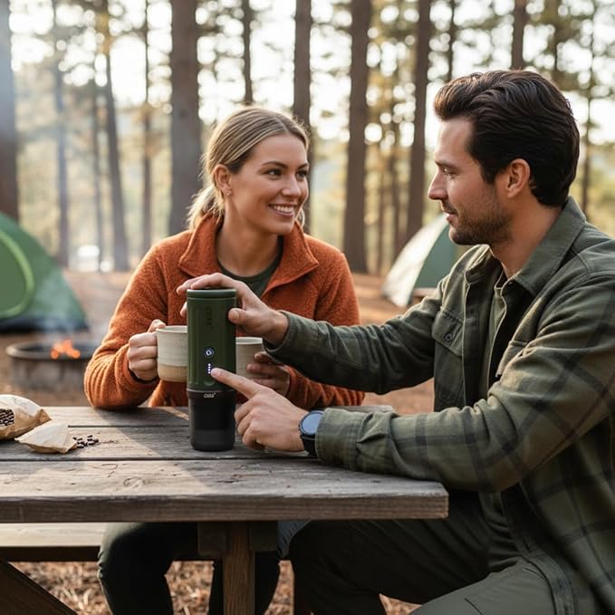 CERA+ Self-Heating Portable Espresso Machine,Up to 8 Cups per Charge & 20 Bar, 3 * 4500mAh, CERApresso Works with NS Capsules & Grounds, Electric Coffee Maker for Camping,Hiking,Office,Car,Travel