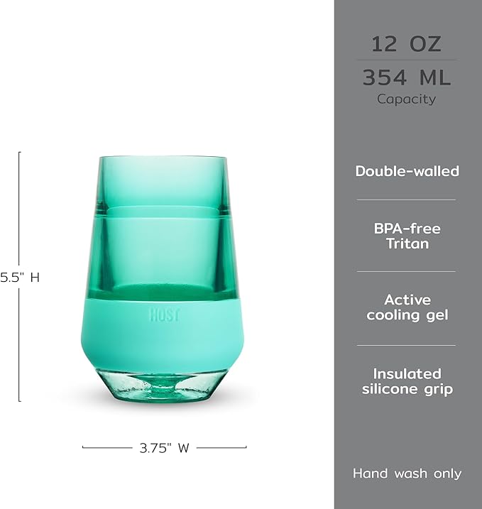 Host Freeze XL Cooling Cup in Double Walled Insulated Freezable Drink Chilling Tumbler with Freezing Gel, 12 Ounces - Set of 4 Vivid Tinted