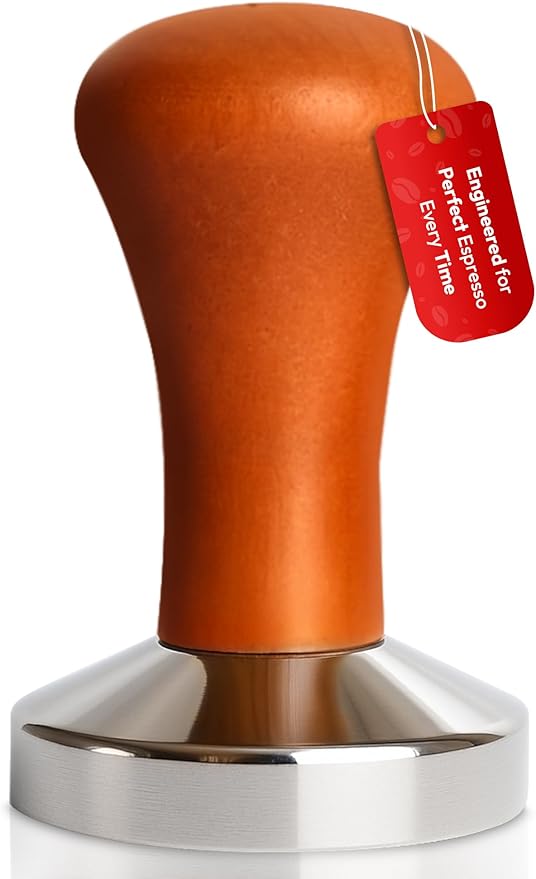 MADCHIEF 53.3mm Espresso Tamper- Wooden handle & Stainless Steel Ground Coffee Tamper Barista Tool – Fits 54mm Breville Sage Espresso Machines Portafilter