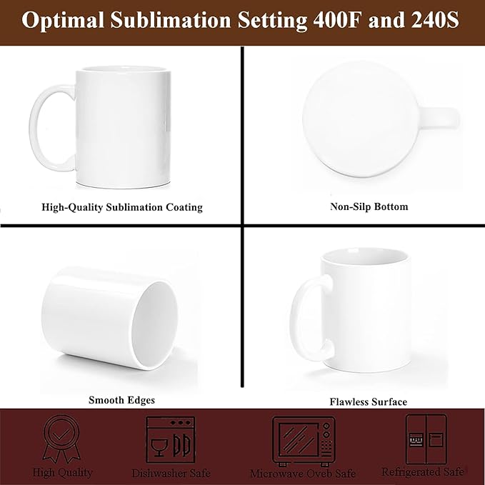 Sublimation Mugs, Sublimation White Coffee Mugs Tazas Para Sublimacion Blank 11 OZ With Box for for Coffee, Soup, Tea, Milk, Latte, Hot Cocoa Set of 12