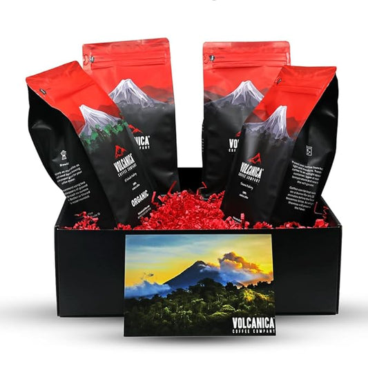Coffee Lover Gift Box, Ground, Fresh Roasted, 4 X 16-ounces, Costa Rica Original, Guatemala, Ethiopian, Colombian Supremo