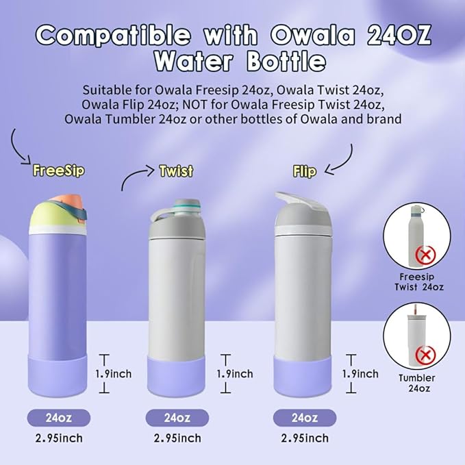 2PCS Silicone Water Bottle Boot, Compatible with Owala 24oz 32oz 40oz, Protective Anti-Scratch & Anti-Dent No Noise Sleeve Cover for FreeSip/Twist/Flip Water Bottles (Retro Boardwalk, 24oz)