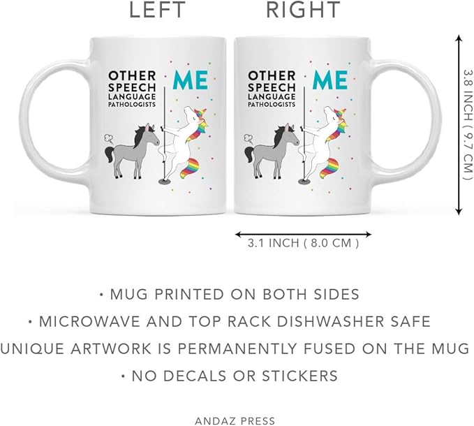 Andaz Press Funny Quirky 11oz. Ceramic Coffee Tea Mug Thank You Gift, Other Speech Language Pathologists Me, Horse Unicorn, 1-Pack, Birthday Christmas Gift Ideas Coworker HSpeech Language Pathologists