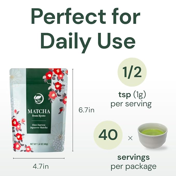 Wako Matcha, Single-Origin Uji Matcha from Kyoto, Japan (40g / 1.4 oz) – First Harvest, Authentic Ceremonial Grade, Green Tea Powder for Your Daily Morning Boost, Café-Quality Hot or Iced Matcha and Lattes, Unsweetened, Gluten-Free