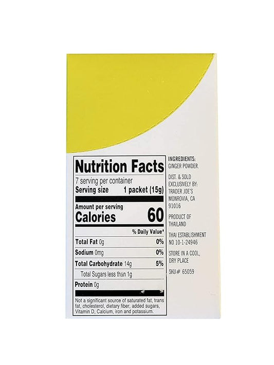 Trader Joe's 100% Natural Ginger Drink Mix 7 - 0.5oz (15g) Packets.