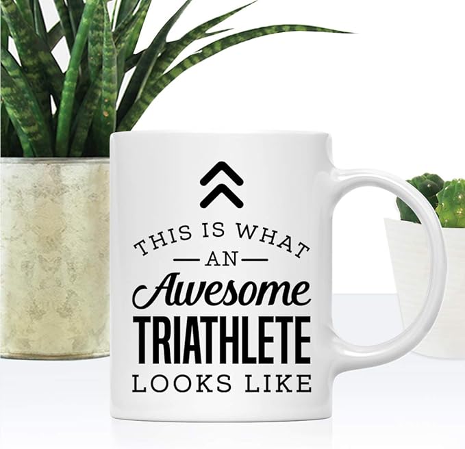 Andaz Press 11oz. Ceramic Coffee Tea Mug Thank You Gift, This is What an Awesome Triathlete Looks Like, 1-Pack, Birthday Christmas Gift Ideas Coworker Him Her, Includes Gift Box