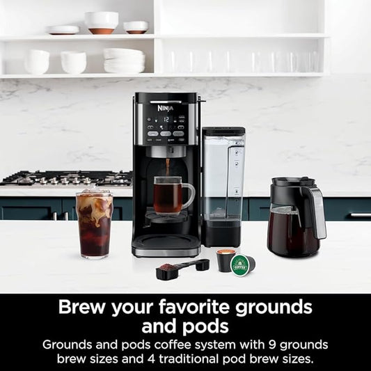 Ninja DualBrew Pro CFP101 Drip Coffee Maker – Hot & Iced, K-Cup Compatible, 3 Brew Styles, 60oz Reservoir – Black