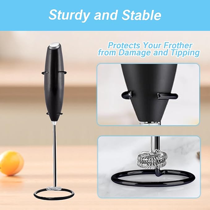 Frother Stand Kitchen Milk For Coffee Stainless Steel Stand Fits for Multiple Types of Coffee Frothers - Heavy Duty Stand Ideal (Black)