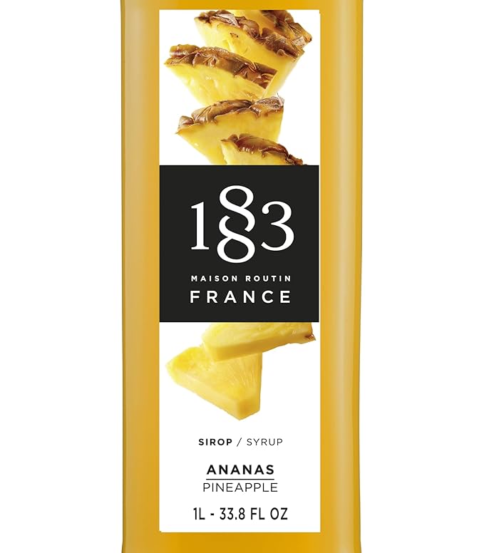 1883 Pineapple Syrup for Drinks, Made in France, 1 Liter Glass Bottle