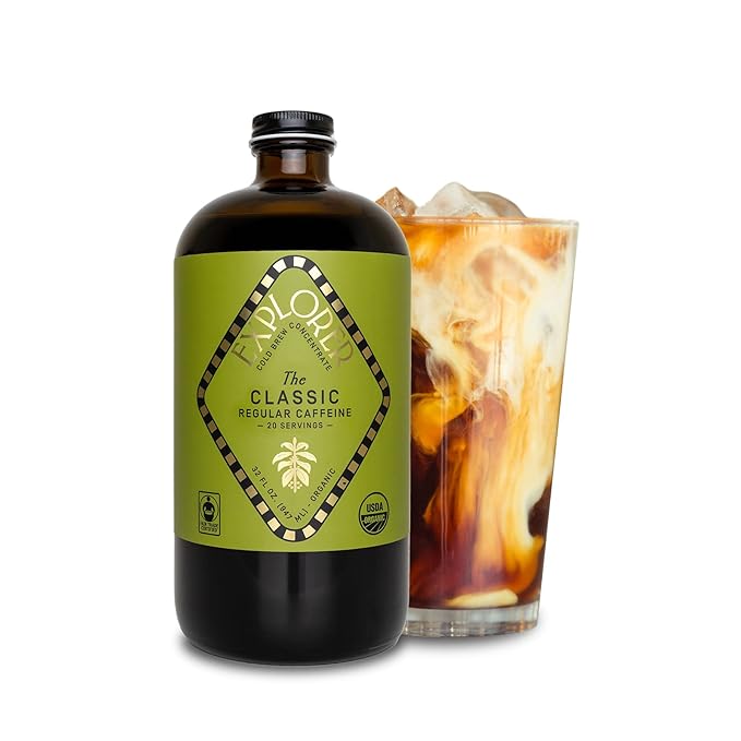 Explorer Cold Brew Coffee Concentrate & Syrup Bundle | Organic Regular Caffeine & Vanilla Coffee Syrup | Gluten Free Instant Liquid Mix | Iced or Hot