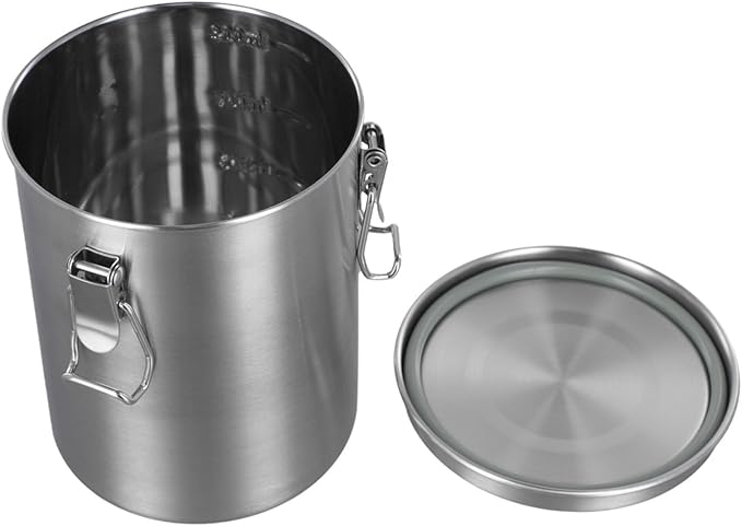Stainless Steel Airtight Canister, Food Storage Canisters With Airtight Lid Locking Clamp, Stainless Steel Vacuum Sealed Grain Barrels For Coffee Bean Storage(1000ml/ A)