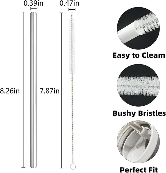 Straw Replacement for Owala Water Bottle 24 oz 32 oz, Reusable Stainless Steel Straws with 1 Cleaner Brush, BPA-free Dishwasher Safe Accessories Compatible with Owala Water Bottle