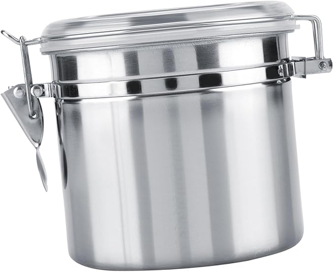 Stainless Steel Coffee Canister, Container Vacuum Sealed Storage Jar with Airtight Clamp Lid for Sugar Tea Bean (Medium 4.75L)