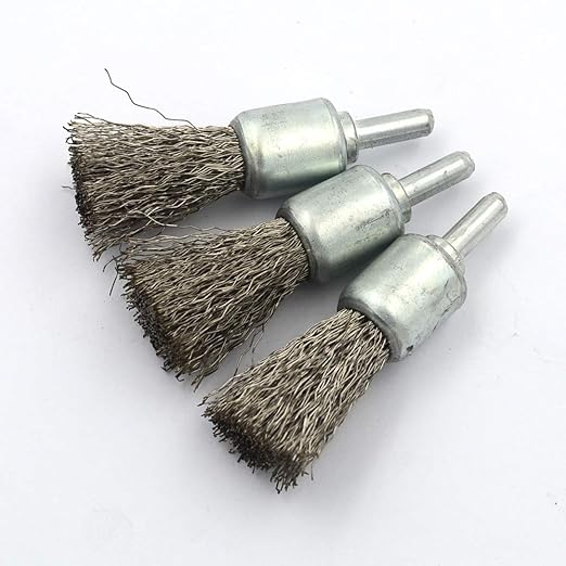 DGOL 5 Packs 3/4 inch Stainless Steel Wire Knot End Brush with 1/4 inch Round Shank for Drill Not for Die Grinder