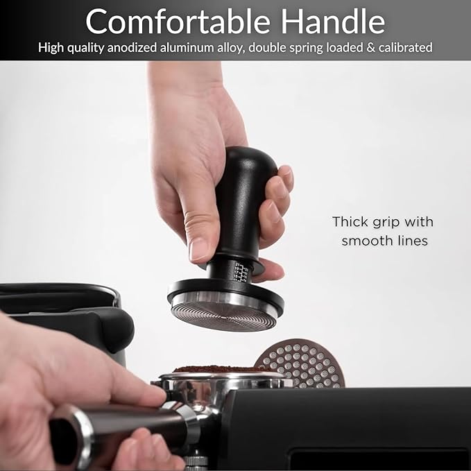 53.3mm Premium Professional Barista Kit 4-in-1: Double Spring Loaded Self-Leveling Espresso Tamper with WDT Tool, Dosing Funnel & Anti-Slip Base. Anodized Aluminum for 53mm - 54mm Portafilters.