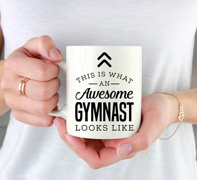 Andaz Press 11oz. Ceramic Coffee Tea Mug Thank You Gift, This is What an Awesome Gymnast Looks Like, 1-Pack, Birthday Christmas Gift Ideas Coworker Him Her, Includes Gift Box