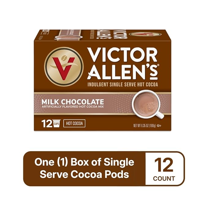 Victor Allen's Coffee, Milk Chocolate Hot Cocoa, 12 Count, Single Serve Hot Cocoa Pods for Keurig K-Cup Brewers