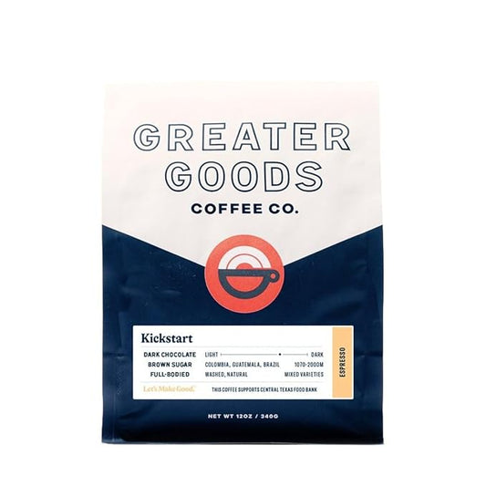 Kickstart - Espresso Blend - Roasted by Greater Goods Coffee Co. - Freshly Ground Coffee - 10 Ounce Bag