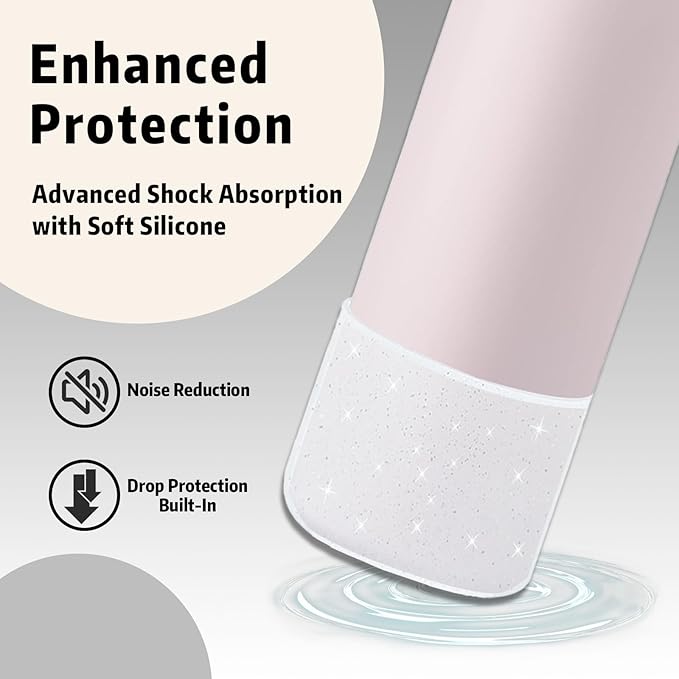 Silicone Boot for Owala 32oz Water Bottle – Anti-Slip Protective Cover, Bottle Boot, Base Cover Compatible with FreeSip, Sleeve for Stainless Steel Tumblers (Glitter White, 32OZ)