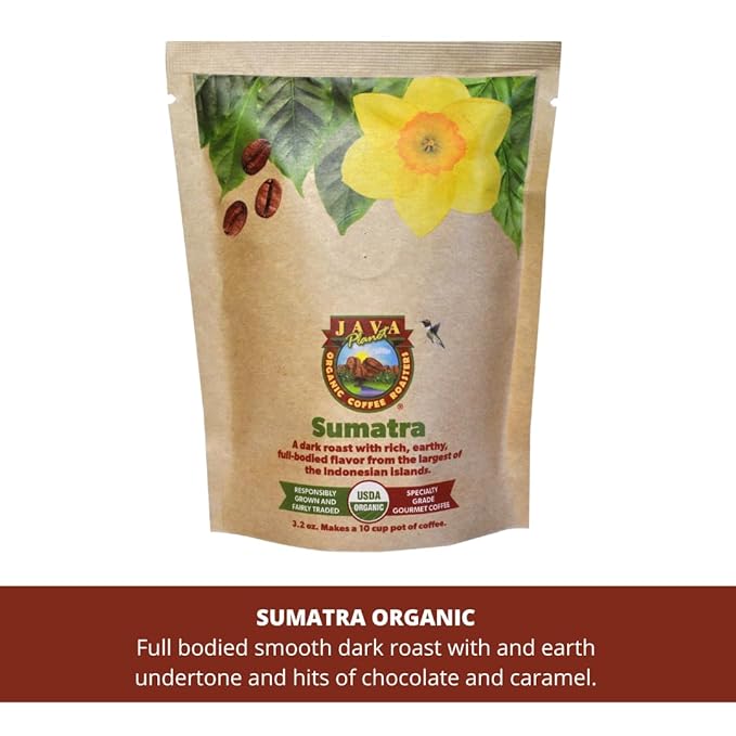Java Planet, Coffee Gift Basket Sampler Set, for Coffee Lovers: Low Acid Organic Beans: Whole Bean, Mold-Free & Stomach Friendly - Arabica Gourmet, 1.32 LBs (19.2 oz) packaged in 6 Bags Each 3.2 oz